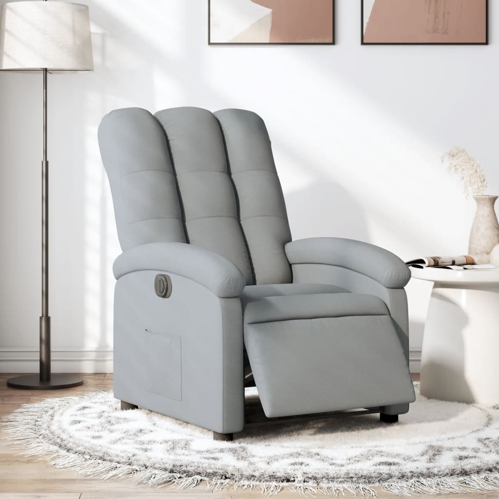 Poltrona Elettrica Reclinabile Grigio Chiaro in Tessuto | homemem39