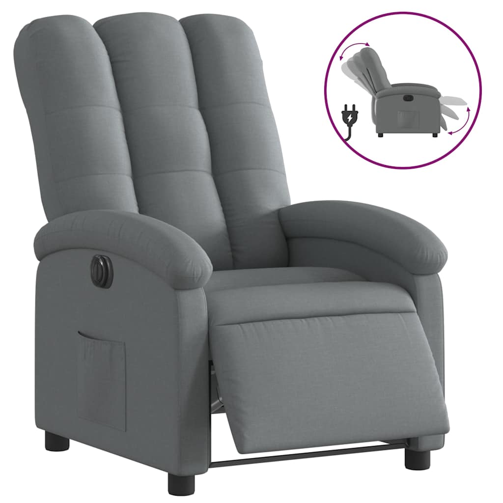 Poltrona Elettrica Reclinabile Grigio Scuro in Tessuto | homemem39