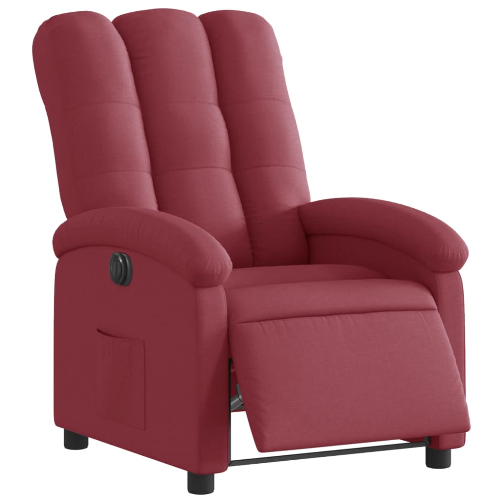 Poltrona Elettrica Reclinabile Rosso Vino in Tessuto | homemem39