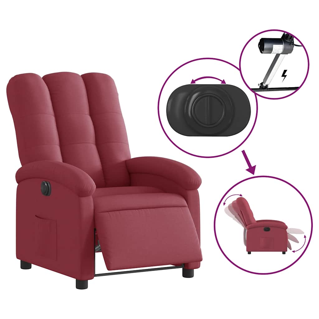 Poltrona Elettrica Reclinabile Rosso Vino in Tessuto | homemem39