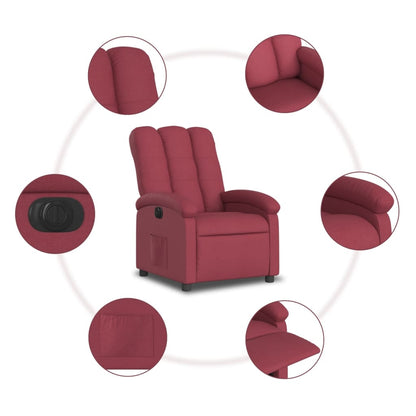 Poltrona Elettrica Reclinabile Rosso Vino in Tessuto | homemem39