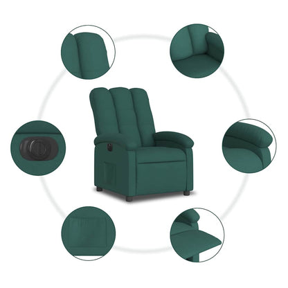 Poltrona Elettrica Reclinabile Verde Scuro in Tessuto | homemem39