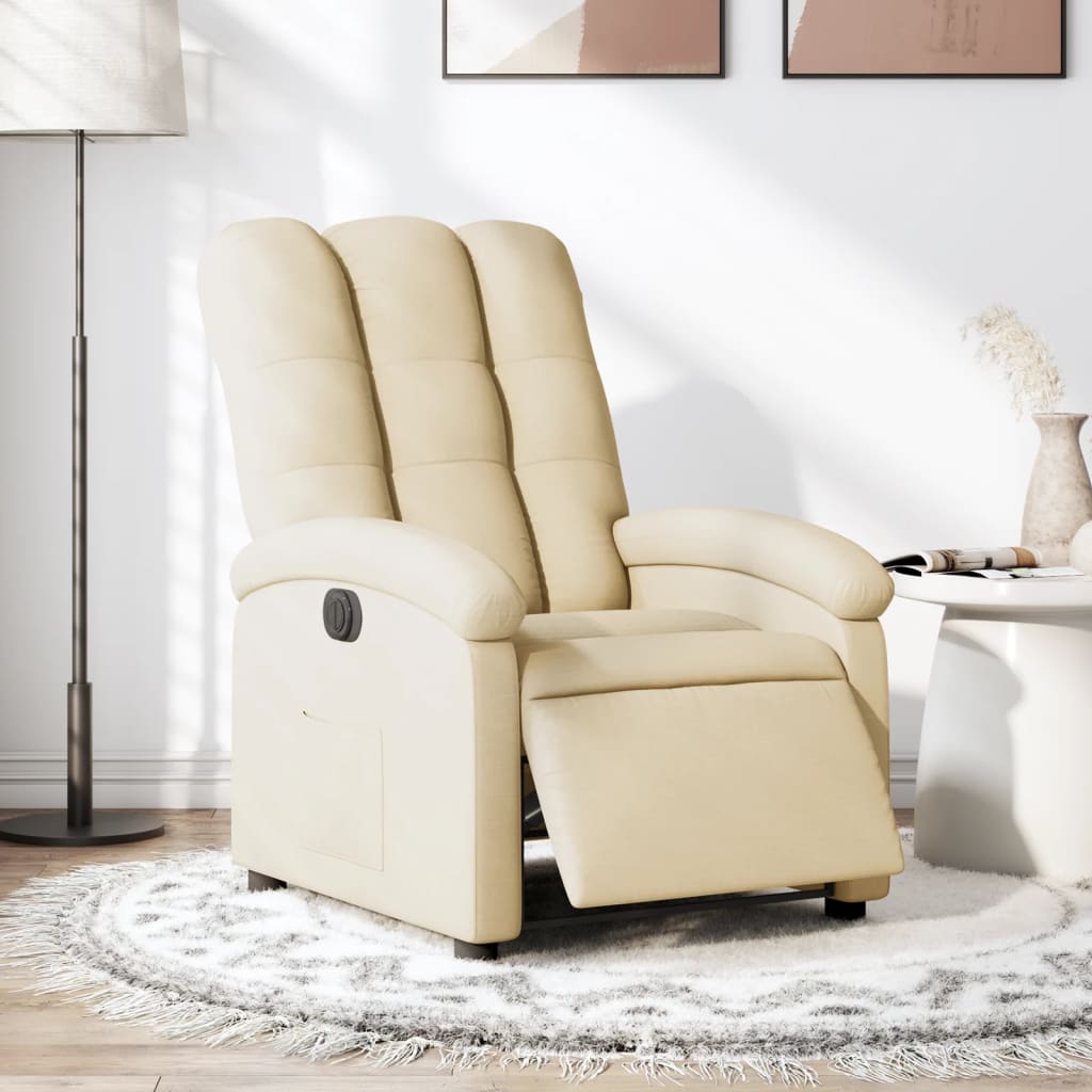Poltrona Elettrica Reclinabile Crema in Tessuto | homemem39