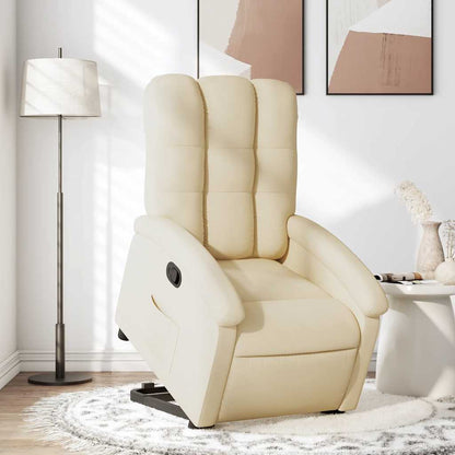 Poltrona Alzapersona Reclinabile Crema in Tessuto | homemem39