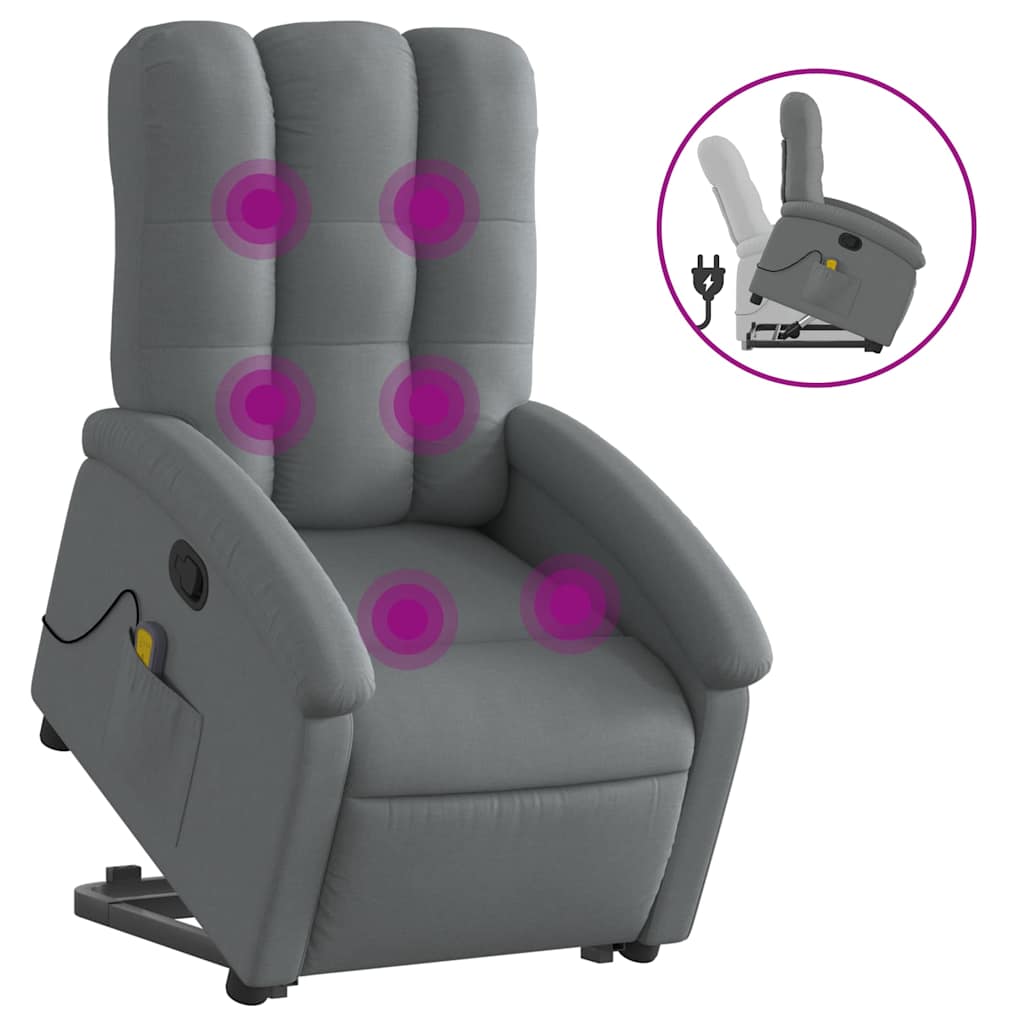 Poltrona Alzapersona Massaggi Reclinabile Grigio Scuro Tessuto | homemem39