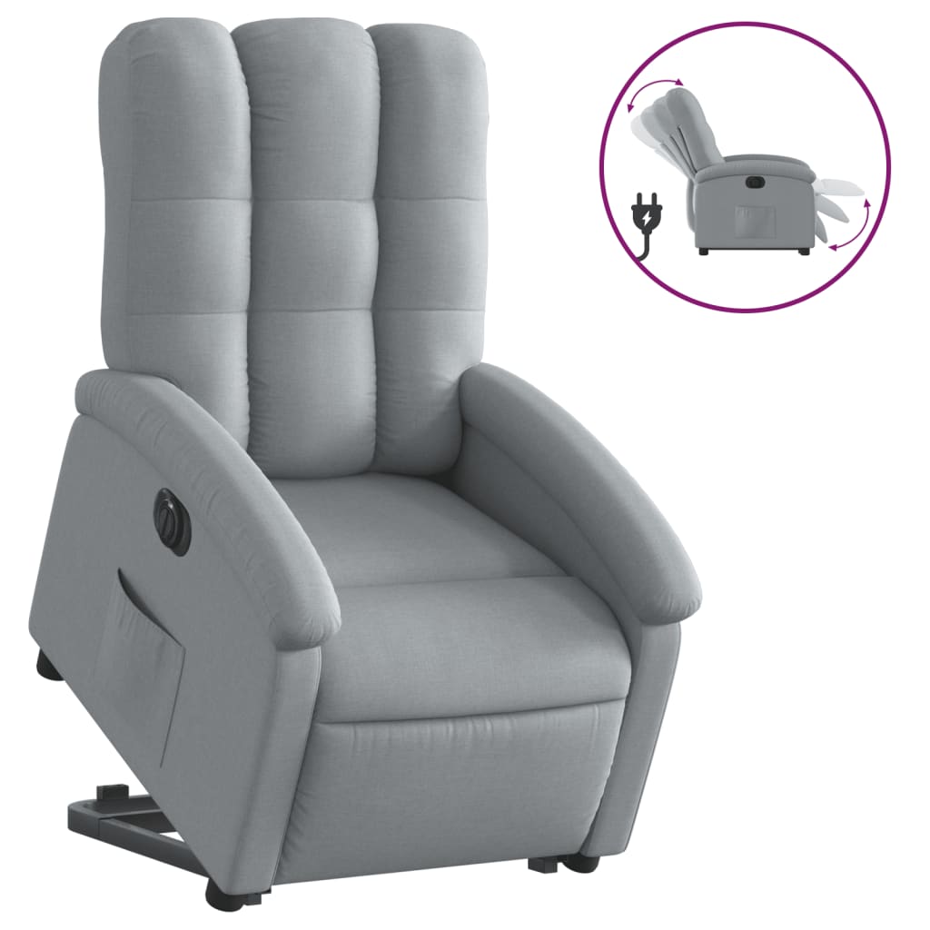 Poltrona Reclinante Alzapersona Elettrica Grigio Chiaro Tessuto - homemem39