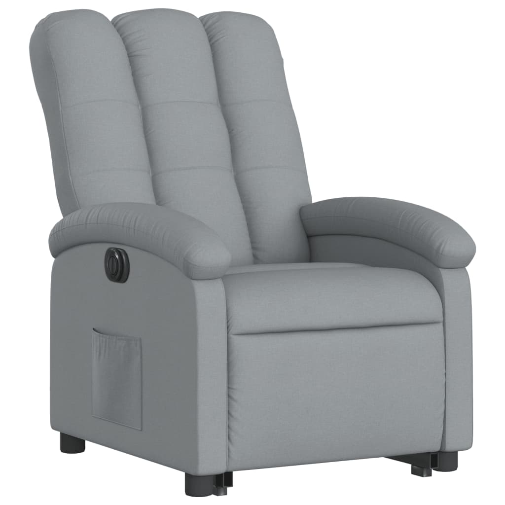 Poltrona Reclinante Alzapersona Elettrica Grigio Chiaro Tessuto - homemem39