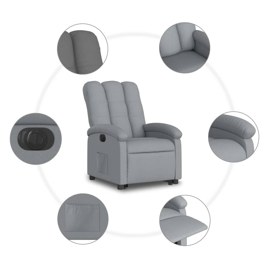 Poltrona Reclinante Alzapersona Elettrica Grigio Chiaro Tessuto | homemem39