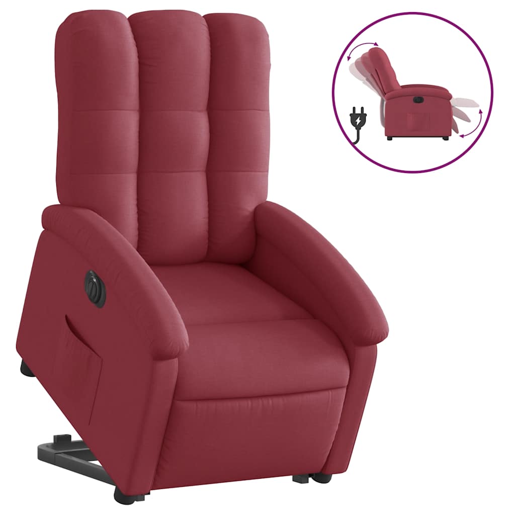Poltrona Alzapersona Reclinabile Elettrica Rosso Vino Tessuto | homemem39
