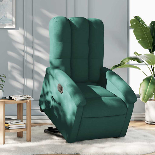 Poltrona Alzapersona Reclinabile Elettrica Verde Scuro Tessuto | homemem39