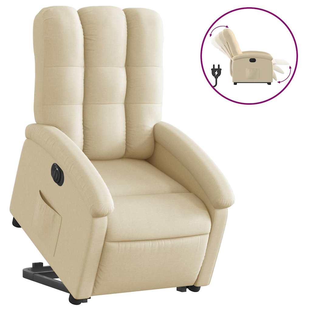 Poltrona Alzapersona Reclinabile Elettrica Crema in Tessuto | homemem39