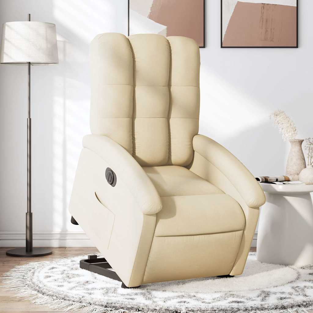 Poltrona Alzapersona Reclinabile Elettrica Crema in Tessuto | homemem39