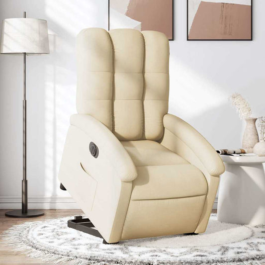 Poltrona Alzapersona Reclinabile Elettrica Crema in Tessuto | homemem39