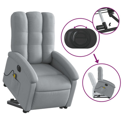 Poltrona Alzapersona Massaggi Elettrica Grigio Chiaro Tessuto | homemem39