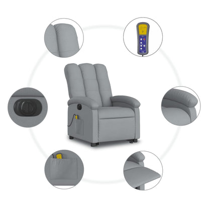Poltrona Alzapersona Massaggi Elettrica Grigio Chiaro Tessuto | homemem39