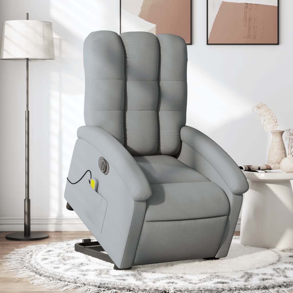 Poltrona Alzapersona Massaggi Elettrica Grigio Chiaro Tessuto | homemem39