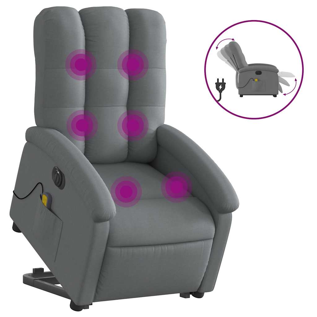 Poltrona Alzapersona Massaggi Elettrica Grigio Scuro Tessuto | homemem39