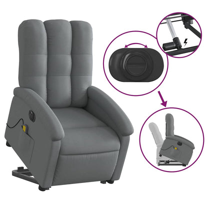 Poltrona Alzapersona Massaggi Elettrica Grigio Scuro Tessuto | homemem39