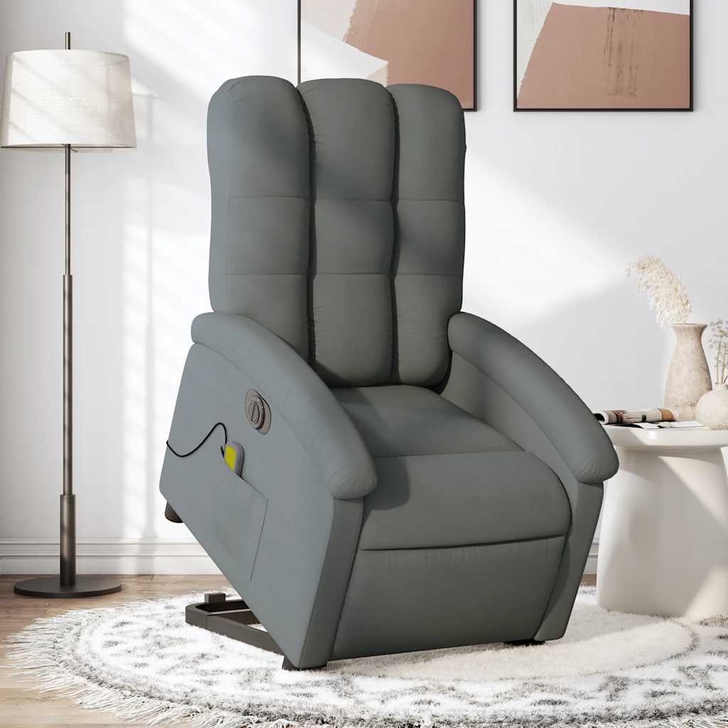 Poltrona Alzapersona Massaggi Elettrica Grigio Scuro Tessuto | homemem39