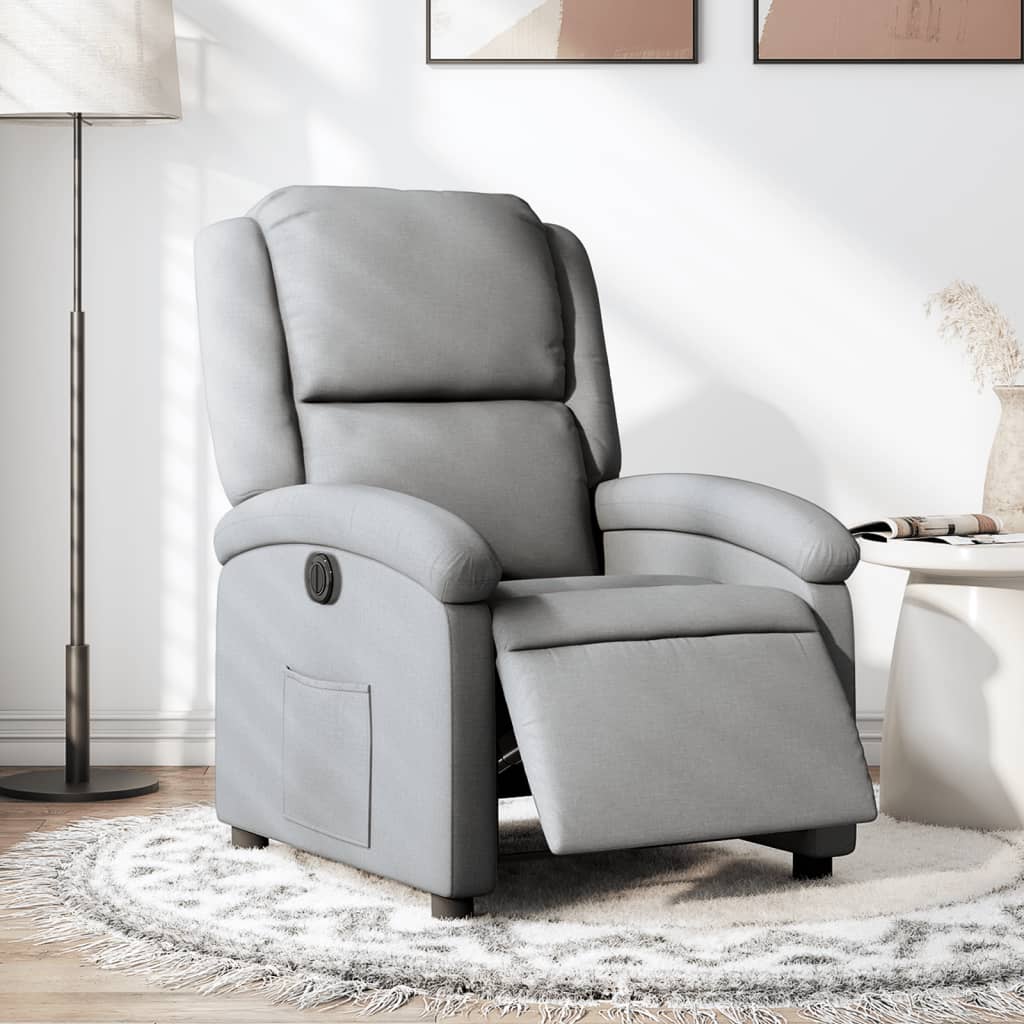 Poltrona Elettrica Reclinabile Grigio Chiaro in Tessuto | homemem39