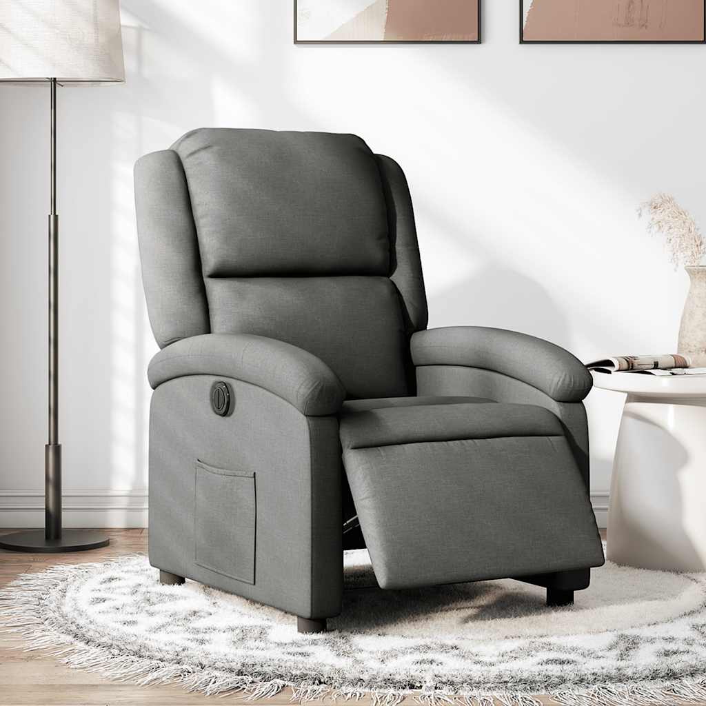 Poltrona Elettrica Reclinabile Grigio Scuro in Tessuto | homemem39