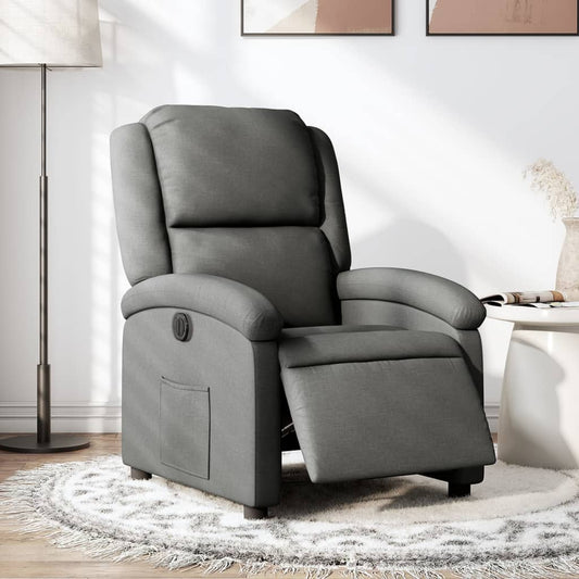 Poltrona Elettrica Reclinabile Grigio Scuro in Tessuto - homemem39