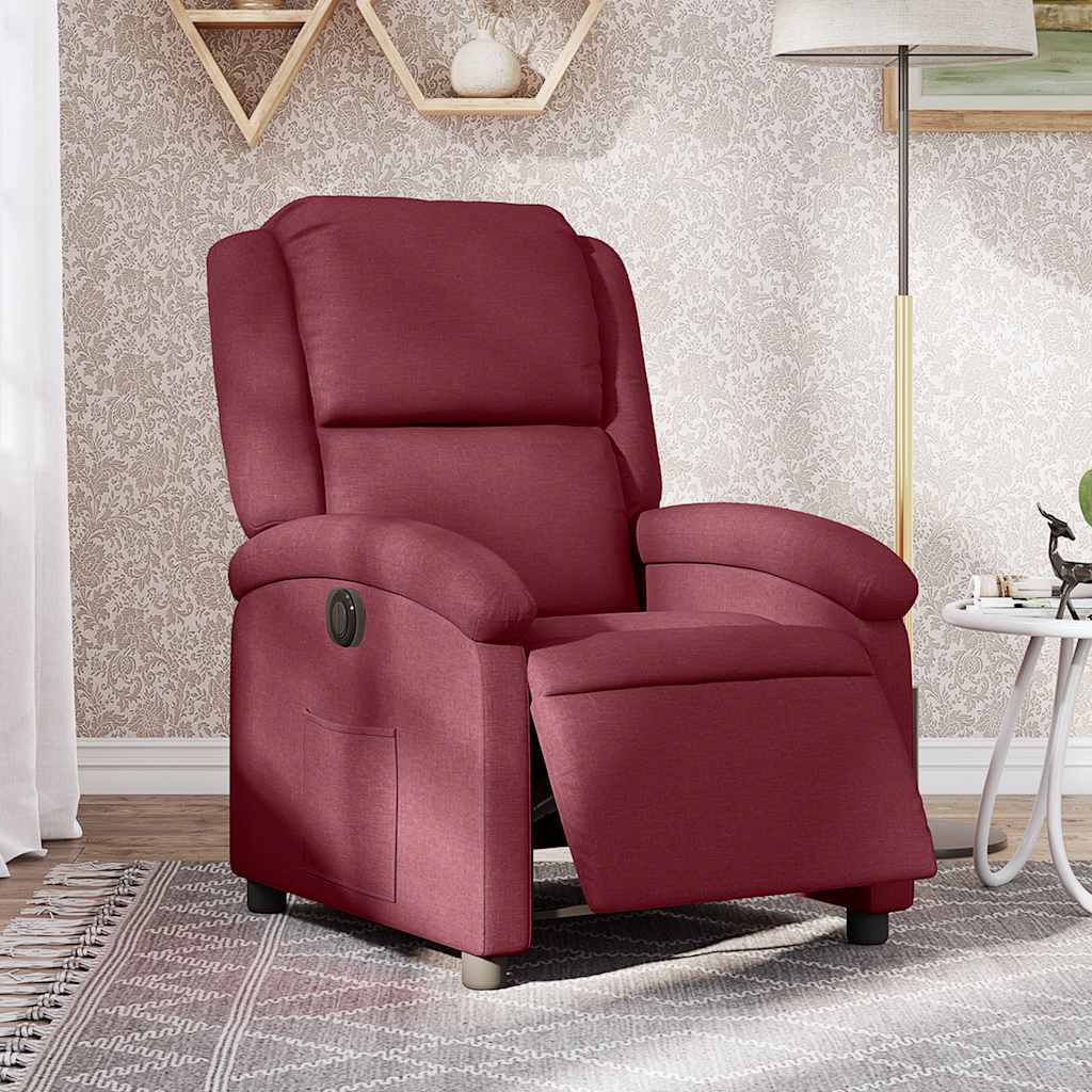 Poltrona Elettrica Reclinabile Rosso Vino in Tessuto | homemem39