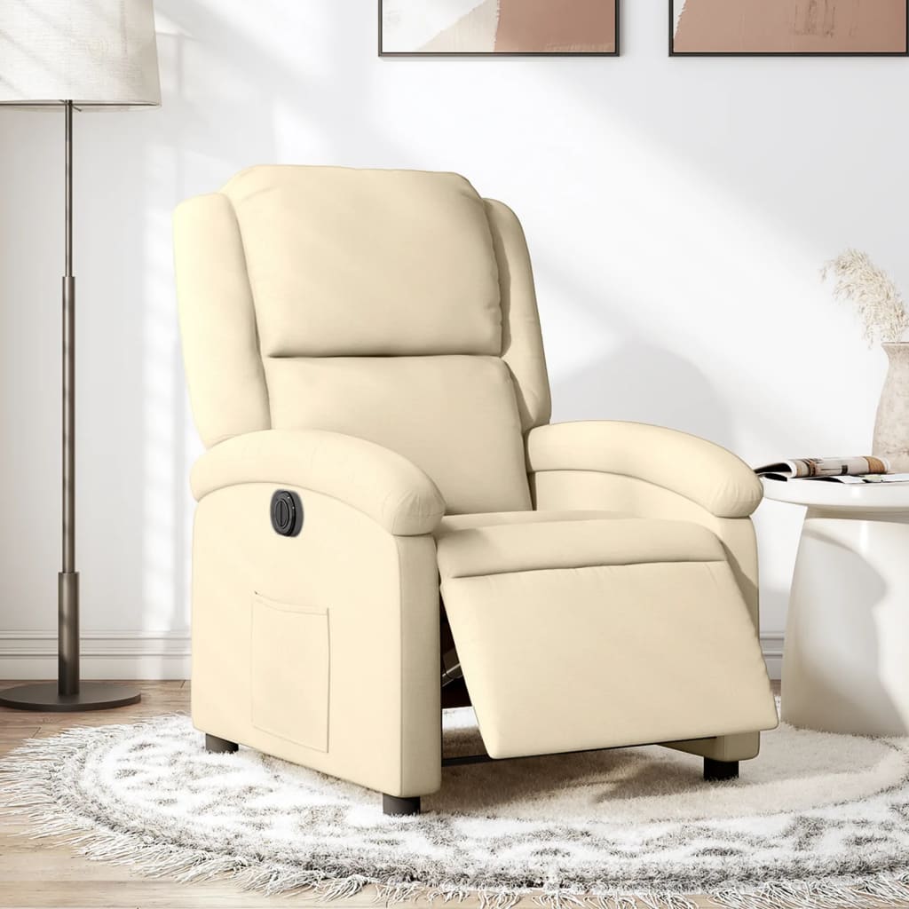 Poltrona Elettrica Reclinabile Crema in Tessuto | homemem39