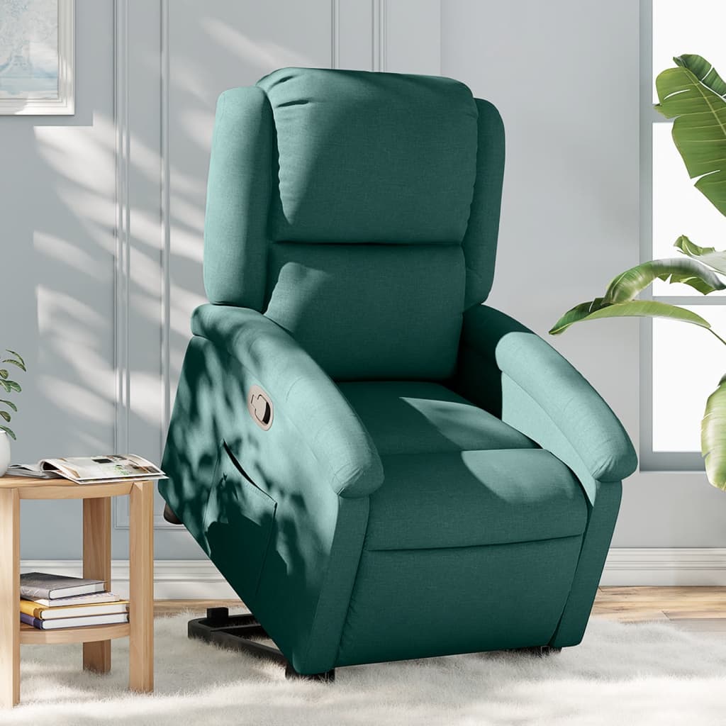 Poltrona Alzapersona Reclinabile Verde Scuro in Tessuto | homemem39