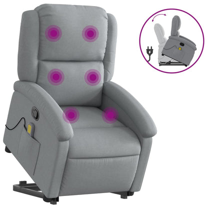 Poltrona Alzapersona Massaggi Reclinabile Grigio Chiaro Tessuto - homemem39