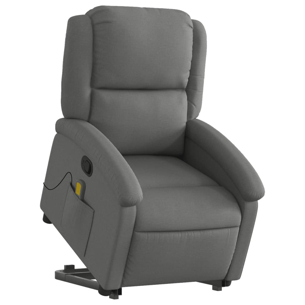 Poltrona Alzapersona Massaggi Reclinabile Grigio Scuro Tessuto - homemem39