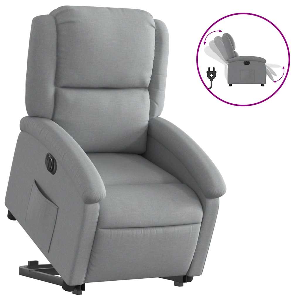 Poltrona Reclinante Alzapersona Elettrica Grigio Chiaro Tessuto | homemem39