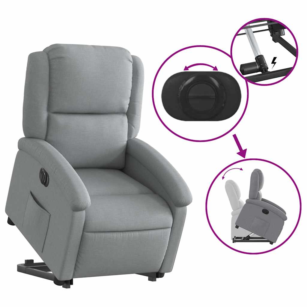 Poltrona Reclinante Alzapersona Elettrica Grigio Chiaro Tessuto | homemem39