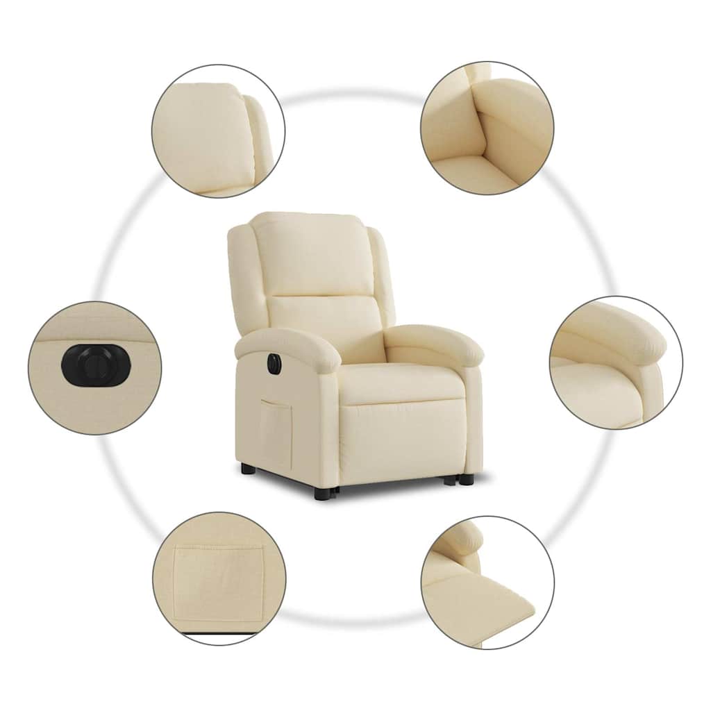 Poltrona Alzapersona Reclinabile Elettrica Crema in Tessuto | homemem39