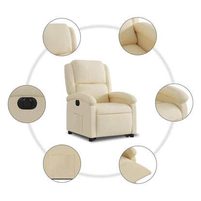 Poltrona Alzapersona Reclinabile Elettrica Crema in Tessuto | homemem39
