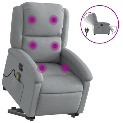 Poltrona Alzapersona Massaggi Elettrica Grigio Chiaro Tessuto - homemem39
