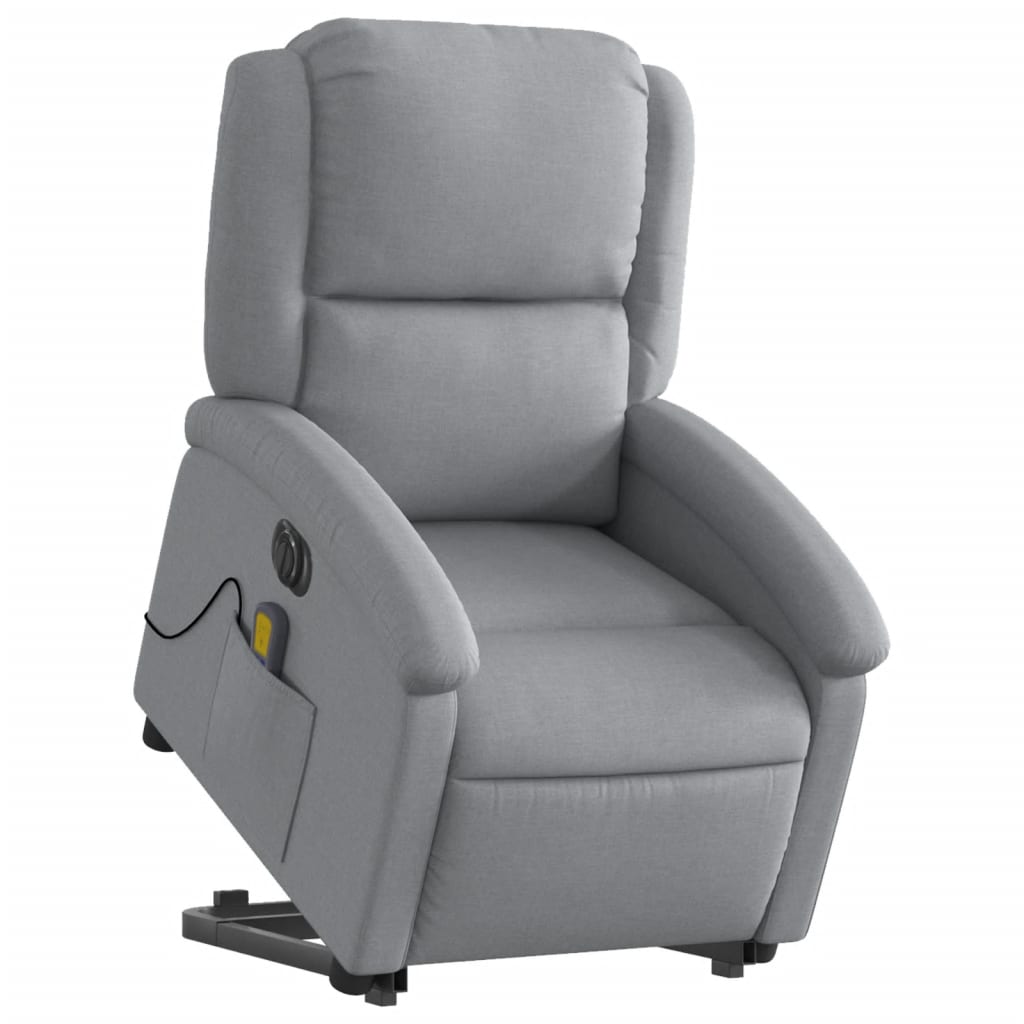 Poltrona Alzapersona Massaggi Elettrica Grigio Chiaro Tessuto - homemem39
