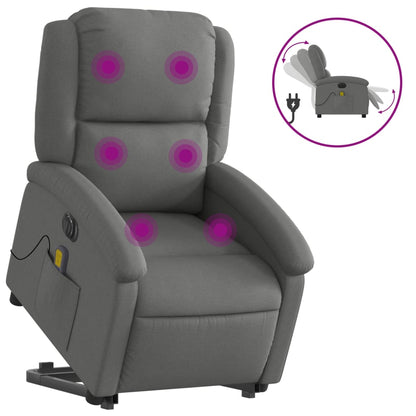 Poltrona Alzapersona Massaggi Elettrica Grigio Scuro Tessuto - homemem39