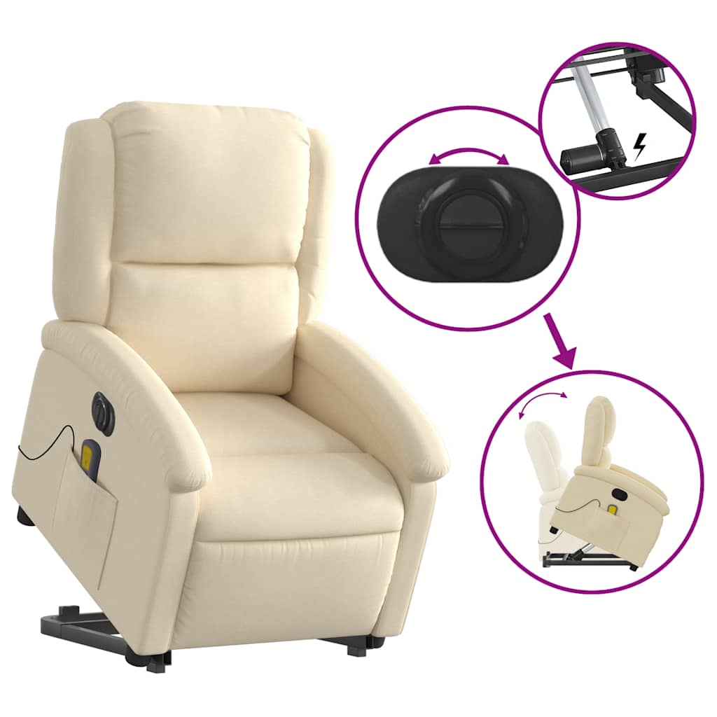 Poltrona Alzapersona Massaggiante Elettrica Crema in Tessuto | homemem39