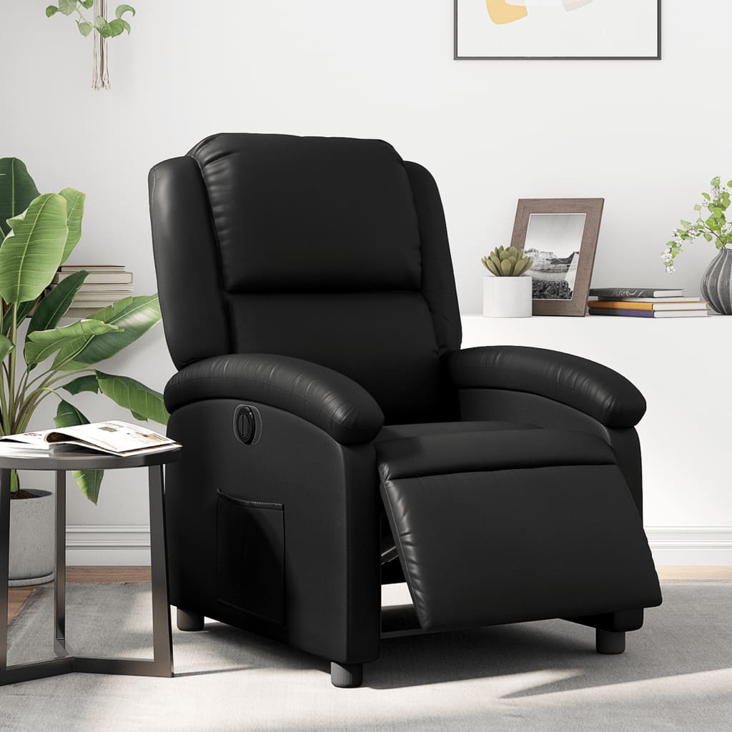 Poltrona Reclinabile Elettrica Nera in Similpelle | homemem39