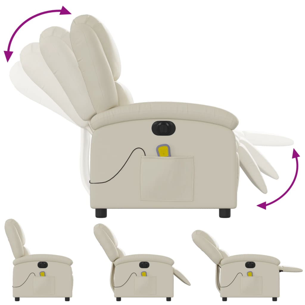 Poltrona Massaggiante Elettrica Reclinabile Crema Similpelle | homemem39