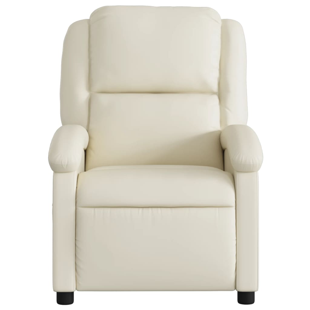 Poltrona Massaggiante Elettrica Reclinabile Crema Similpelle - homemem39