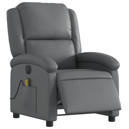 Poltrona Massaggiante Elettrica Reclinabile Grigio Similpelle | homemem39