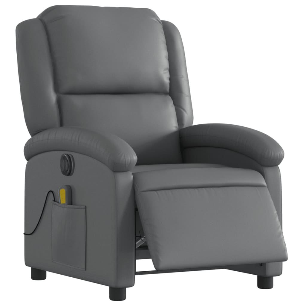 Poltrona Massaggiante Elettrica Reclinabile Grigio Similpelle - homemem39