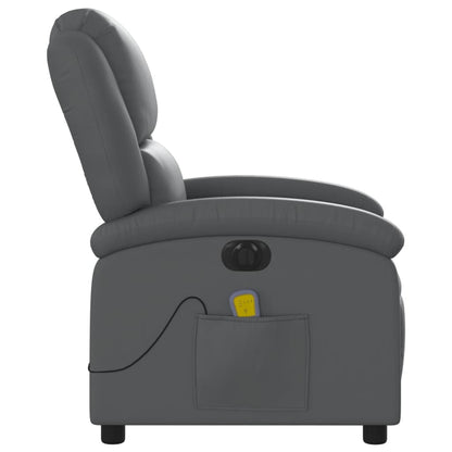 Poltrona Massaggiante Elettrica Reclinabile Grigio Similpelle - homemem39