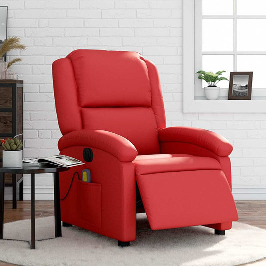 Poltrona Massaggio Elettrica Reclinabile Rosso Similpelle | homemem39