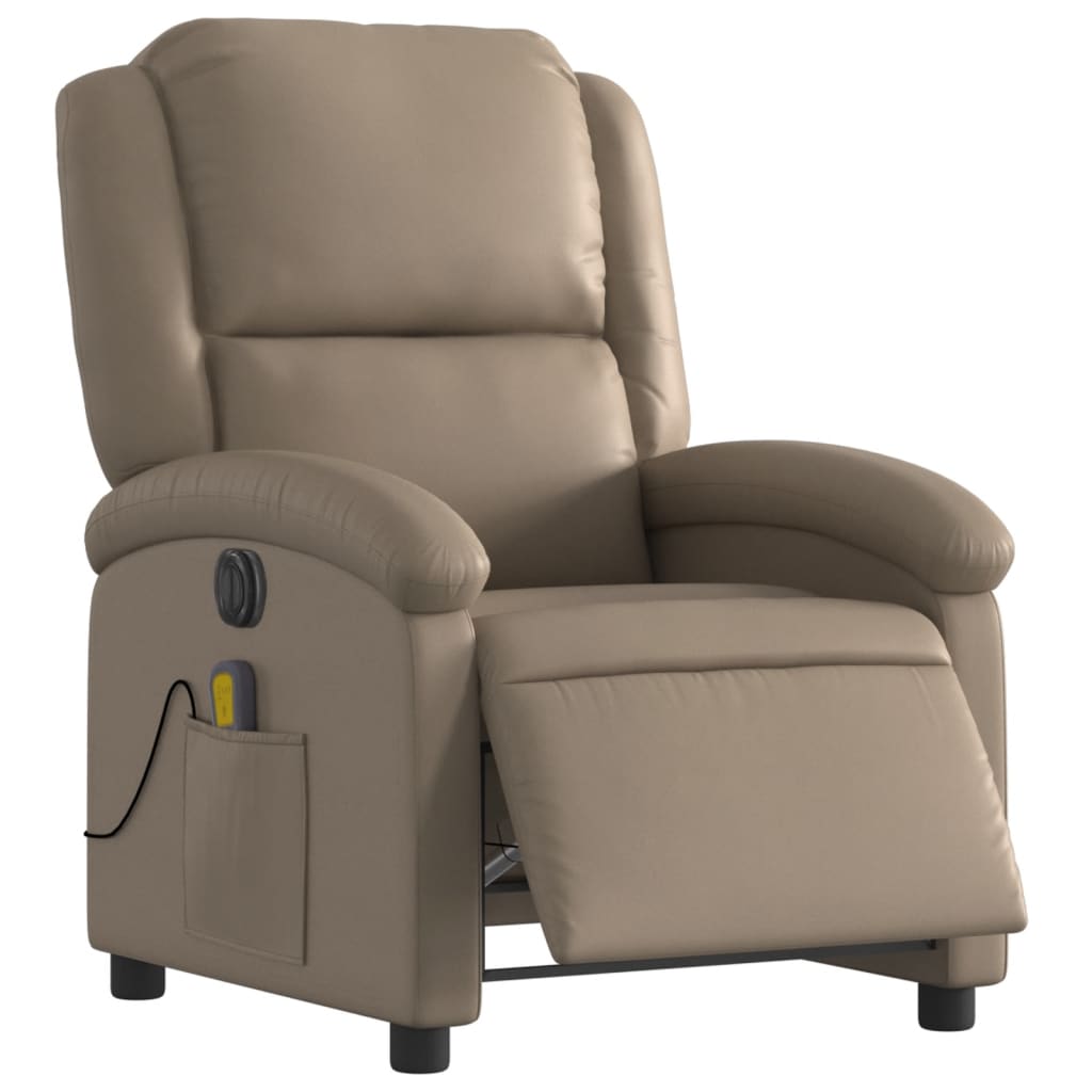 Poltrona Reclinabile Massaggio Elettrica Cappuccino Similpelle - homemem39