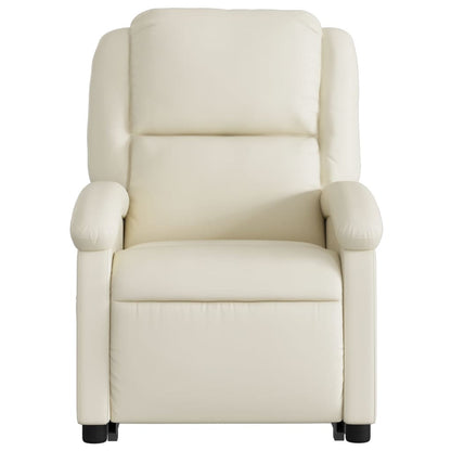 Poltrona Alzapersona Reclinabile Massaggio Crema Similpelle - homemem39