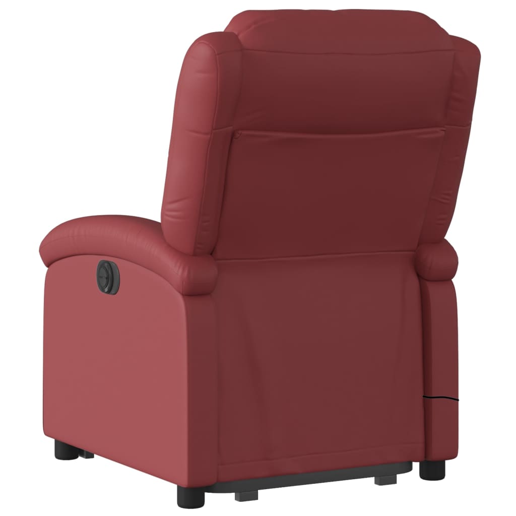 Poltrona Alzapersone Massaggi Reclinabile Rosso Vino Similpelle - homemem39