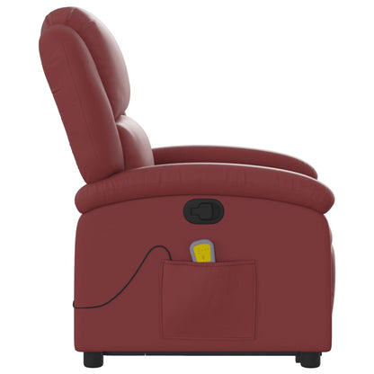 Poltrona Alzapersone Massaggi Reclinabile Rosso Vino Similpelle - homemem39